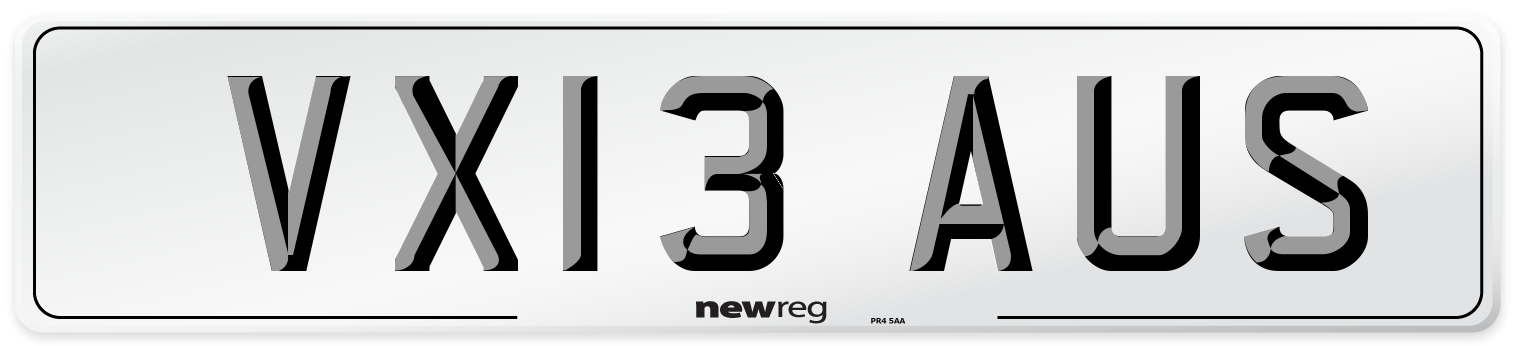 VX13 AUS Number Plate from New Reg